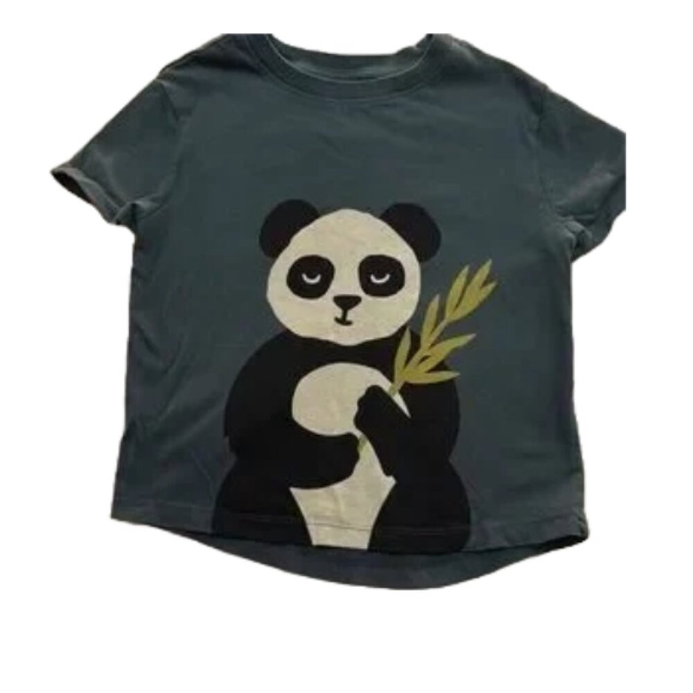 Kids Panda Graphic T-Shirt - Dark Green